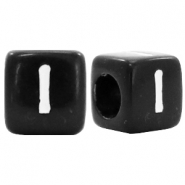 Perline alfabeto in acrilico con disegno lettera I nero