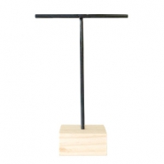 Espositore per bigiotteria a 'T' con supporto di legno per orecchini nero - legno