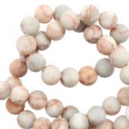 Perline in pietra naturale Calcite e Marmo 8mm opaca multicolore rosa - grigio