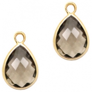 Pendenti di vetro Crystal Glass 11x7 mm a forma di goccia grigio beige - oro