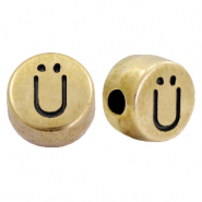 Perline alfabeto di metallo DQ con disegno lettera &Uuml; bronzo antico (privo di nichel)