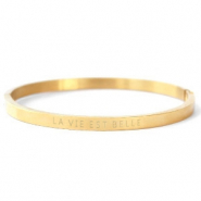 Bracciali in acciaio inossidabile con scritta 'la vie est belle' oro