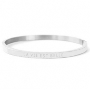 Bracciali in acciaio inossidabile con scritta 'la vie est belle' argento