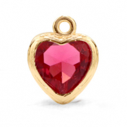 Pendenti di vetro Crystal Glass a forma di cuore rosa indiano-oro