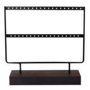 Espositore per bigiotteria con supporto di legno per orecchini 2 file nero-marrone scuro