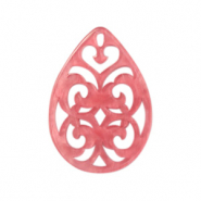 Pendenti in resina 38x27 mm a forma di goccia in stile barocco rosa vivo