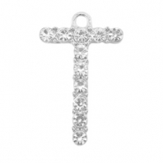 Ciondoli di metallo BQ lettera T con strass argento antico