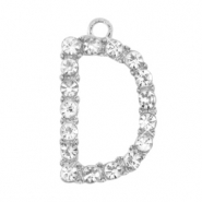 Ciondoli di metallo BQ lettera D con strass argento antico