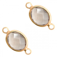 Distanziatori di vetro Crystal Glass 16x9 mm ovale nero diamante cristallo - oro