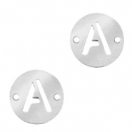 Ciondoli in acciaio inossidabile distanziatore 10mm lettera A moneta argento