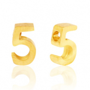Perline in acciaio inossidabile con disegno numero 5 oro