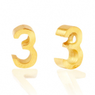 Perline in acciaio inossidabile con disegno numero 3 oro