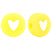 Perline alfabeto in acrilico cuori giallo iris