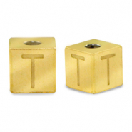 Perline in acciaio inossidabile lettera T oro