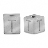 Perline in acciaio inossidabile lettera T argento