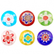 Perline Millefiori rondella fiore 8mm multicolore