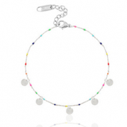 Cavigliere in acciaio inossidabile arcobaleno con piastre argento-multicolore