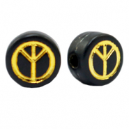 Perline alfabeto in acrilico simbolo di pace Nero-oro