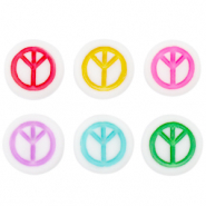 Perline alfabeto in acrilico simbolo di pace Multicolore-bianco