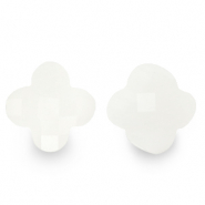 Perline sfaccettate fashion quadrifoglio bianco