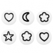 Perline alfabeto in acrilico mix di icone bianco-nero