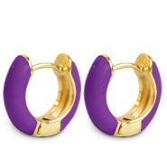 Orecchini alla moda a cercio smalto 15mm viola-oro