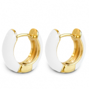 Orecchini alla moda a cercio smalto 15mm bianco-oro
