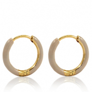 Orecchini in acciaio inossidabile a cerchio smalto 17mm beige country-oro