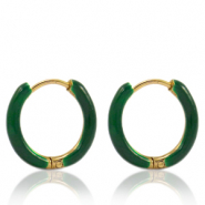 Orecchini in acciaio inossidabile a cerchio smalto 14mm verde sacramento-oro