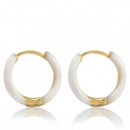 Orecchini in acciaio inossidabile a cerchio smalto 17mm bianco-oro