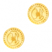 Cabochon Plexx 12mm Fiore di nascita Agosto-Papavero oro