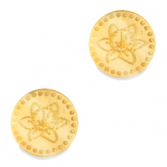 Cabochon Plexx 12mm Fiore di nascita Marzo-Campana di Pasqua oro