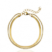 Bracciali in acciaio inossidabile catena a serpente doppio giro oro