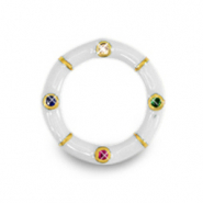 Metallo TQ in ottone ciondolo distanziatore zirconia oro-bianco