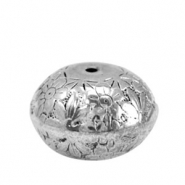 Perline aspetto metallico disco fiore argento antico