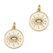 Metallo TQ in ottone ciondolo occhio della provvidenza smalto oro-bianco