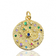 Metallo TQ in ottone ciondolo luna e stella oro