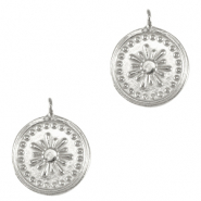 Ciondoli di metallo DQ fiore argento antico (privo di nichel)