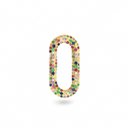Distanziatore con zirconia arcobaleno ovale oro