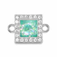 Metallo TQ in ottone ciondolo distanziatore rettangolo smalto argento-blu turchese