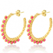 Orecchini in acciaio inossidabile a cercio 30mm oro-magenta