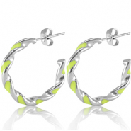 Orecchini in acciaio inossidabile verde lime neon-argento