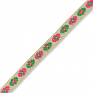Nastro con fiori beige-verde-rosa