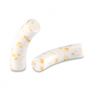 Perline in acrilico tubo lucida bianco-oro