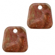 Pendenti in resina trapezio glitterato multicolore marrone