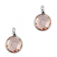 Pendenti di vetro Crystal Glass 7mm rosa chiaro-argento