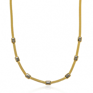 Collane in acciaio inossidabile catena serpentina cristallo oro-nero