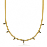 Collane in acciaio inossidabile catena serpentina cristallo oro-nero