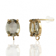Orecchini con Cristalli con anellino ovale marrone-oro