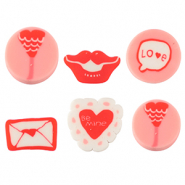 Perline di polimero love rosa-bianco rosso